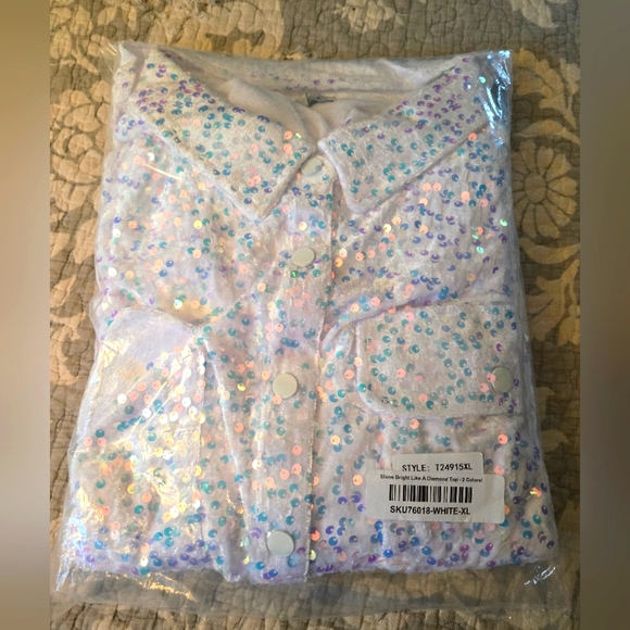 White Birch NWT Shine Bright Like A Diamond Top XL - Picture 6 of 9